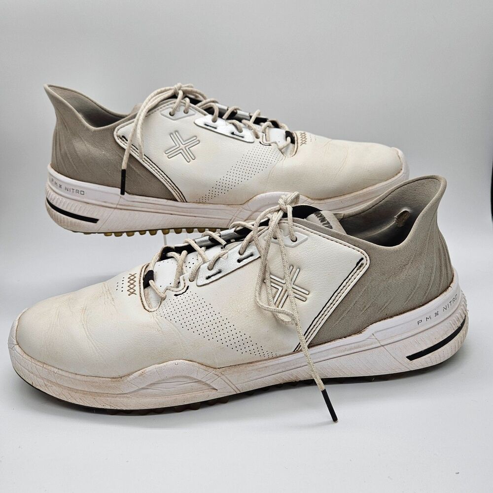 Payntr X 005 LE PM Nitro White/beige Golf Shoes Men's 11 US Spikeless 40018